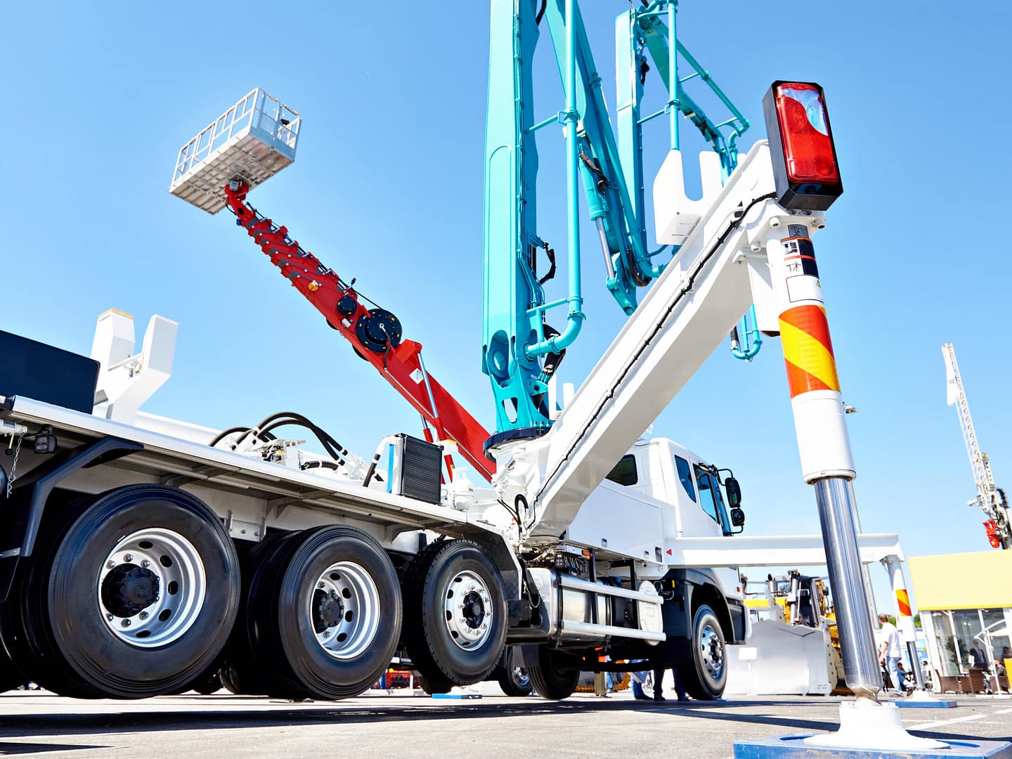 Truck-mounted concrete pump boom on an Australian construction site